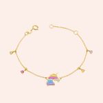 Pulseira Ouro 18k Infantil Pop It Unicórnio Pedras Brasileiras 1900562
