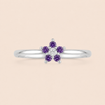 Anel Prata 925 Flor Zirconia 313958