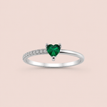 Anel Prata Coração Zircônia Verde 313946