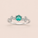 Anel Prata 925 Folha Zirconia Redondo 313931
