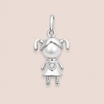 Pingente Prata Menina Perola e Zircônia 518097