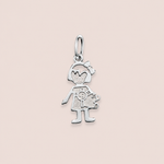 Pingente Prata Menina Urso Vazado 518021