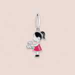 Pingente Prata Menina Esmaltada 518046