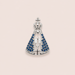 Pingente Prata 925 Nossa Sra. Zirconia Azul 518166
