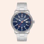 Relógio Orient SolarTech Prata e Azul MBSS1495/D2SX