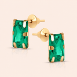 Brinco Ouro 18K Retangular Zircônia 104802