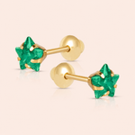 Brinco Ouro 18K Infantil Estrela Zircônia 104708