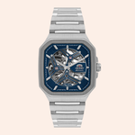 Relógio Orient Skeleton Automático Prata e Azul NH7SS008/D1SX