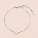 Pulseira Prata 925 Moissanite Coração 20 Pontos 1804570