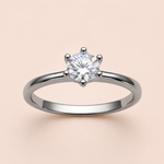 Anel Solitário Folheado a Ródio Moissanite 50 Pontos 314061