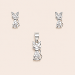 Conjunto Prata 925 Gato Zircônia 3100938