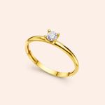 Anel Ouro 10k Solitário Diamante de Laboratório 15 pontos