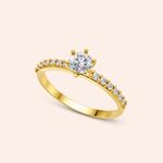 Anel Ouro 10k Solitário Diamante de Laboratório 43 pontos