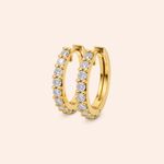 Brinco Ouro 10k Argola Trava Diamante de Laboratório 27 pontos