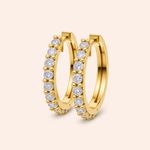 Brinco Ouro 10k Argola Trava Diamante de Laboratório 33 pontos