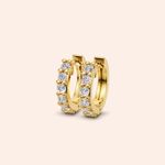 Brinco Ouro 10k Argola Trava Diamante de Laboratório 14 pontos