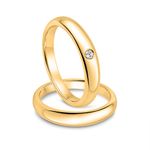 Par Aliança Ouro 18k Love Air Abaulada Anatômica 4mm Diamante 2Pts (800786/826)