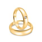 Par Aliança Ouro 18k Love Air Abaulada Anatômica 5mm Diamante 3 Pts (800787/827)