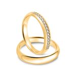 Par Aliança Ouro 18k Love Air Abaulada Anatômica 4mm Diamante 22,5 Pts (800786/802826)