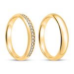 Par Aliança Ouro 18k Love Air Abaulada Anatômica 4mm Diamante 22,5 Pts (800786/802826)