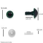 OLHOS PARA AMIGURUMI N.11 VERDE GLITTER 10 PARES