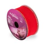 FITA DECORATIVA NATAL 38MM 10M PROGRESSO 209 - VELUDO VERMELHO BRILHO