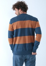 Blusa Tricot Listrado - Azul e Laranja