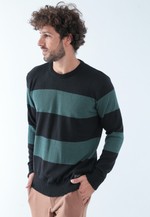 Blusa Tricot Listrado - Preto e Verde