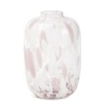 Vaso Bicolor Branco e Rosa em Vidro - 22x15 cm