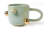 Caneca Bruxelas em Cerâmica e Ouro - 9x8,5 cm