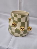 Vaso Sol Chess em Cerâmica e Ouro Camomila - 15,5x15 cm