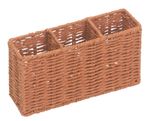 Porta Talheres com 3 divisões em Palha Coral - 26x8x14 cm