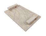 Bandeja Retangular com Alças Marmorizada Off White - 30x20x3,5 cm 