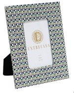 Porta Retrato com Trama Azul Marinho e Dourado - 10x15 cm