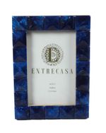 Porta Retrato com Design Pirâmide Marmorizado Azul Marinho