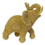 Escultura de Elefante em Resina Texturizada Caramelo - 19x10x18,5 cm
