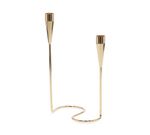 Castiçal em Metal com Base Curva - 28,5x17x15 cm