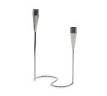 Castiçal em Metal com Base Curva - 28,5x17x15 cm