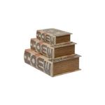 Conjunto de Caixas Livro em Madeira Letras com 3 peças