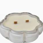 Porta Velas Cosmos em Cristal Murano Quartzo Pérola - 6x20 cm