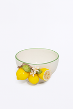 Bowl Limão Siciliano com Ramo de Flor em Faiança - 14x8,5cm 