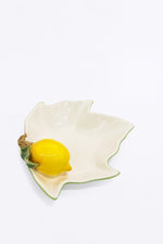 Bowl Limão Siciliano Formato Folha em Faiança - 20x20cm