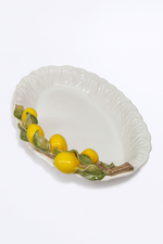 Travessa Limão Siciliano Oval com Lateral Decorada - 41x30cm