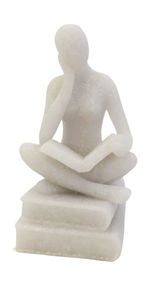 Escultura em Mármore Formato Menina e Livros - 7x7x12 cm