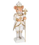 Camundongo Natalino em Resina Branca e Dourada - 25 cm