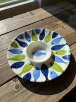 Petisqueira Redonda com Peixes em Melamina - 32,5x4 cm