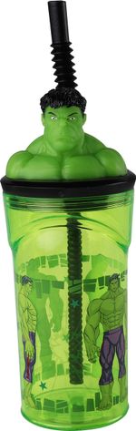 Copo com Canudo Hulk - 360 ml