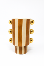 Vaso Giu Listrado com Ouro - 18,5x10 cm