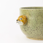 Bowl Onça Pintada em Cerâmica Verde - 10,5x14 cm