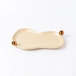 Bandeja Donna Mini em Cerâmica e Ouro -20x12 cm